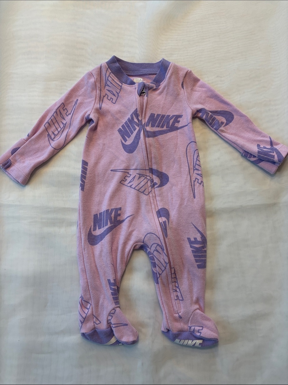 Nike Lavender Purple Logo Footed One-Piece for Kids